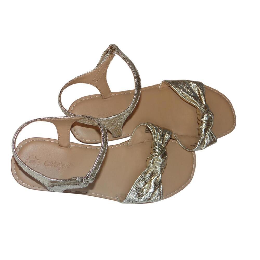 Chic Gold Metallic Bow Sandals